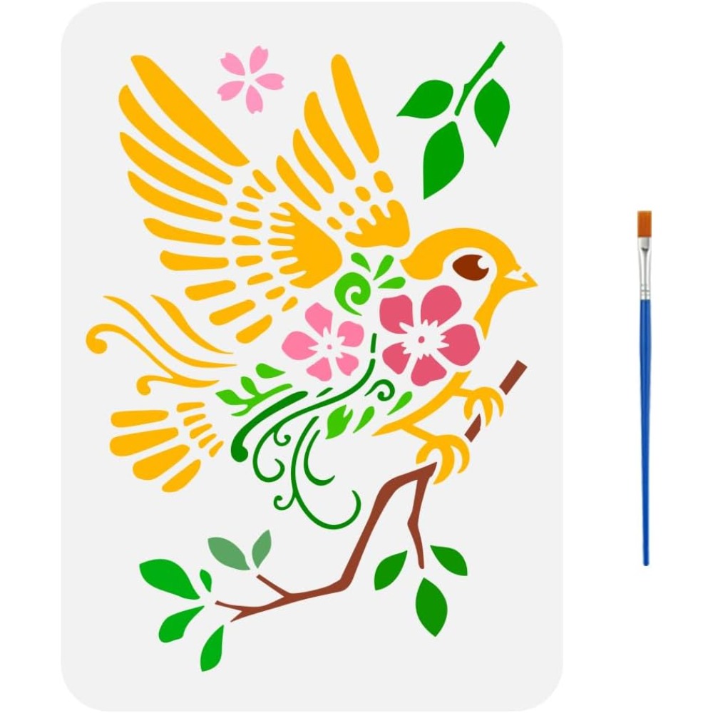 Paint Brush - Dallarda Serçeler Boya Fırçası ile Çizim