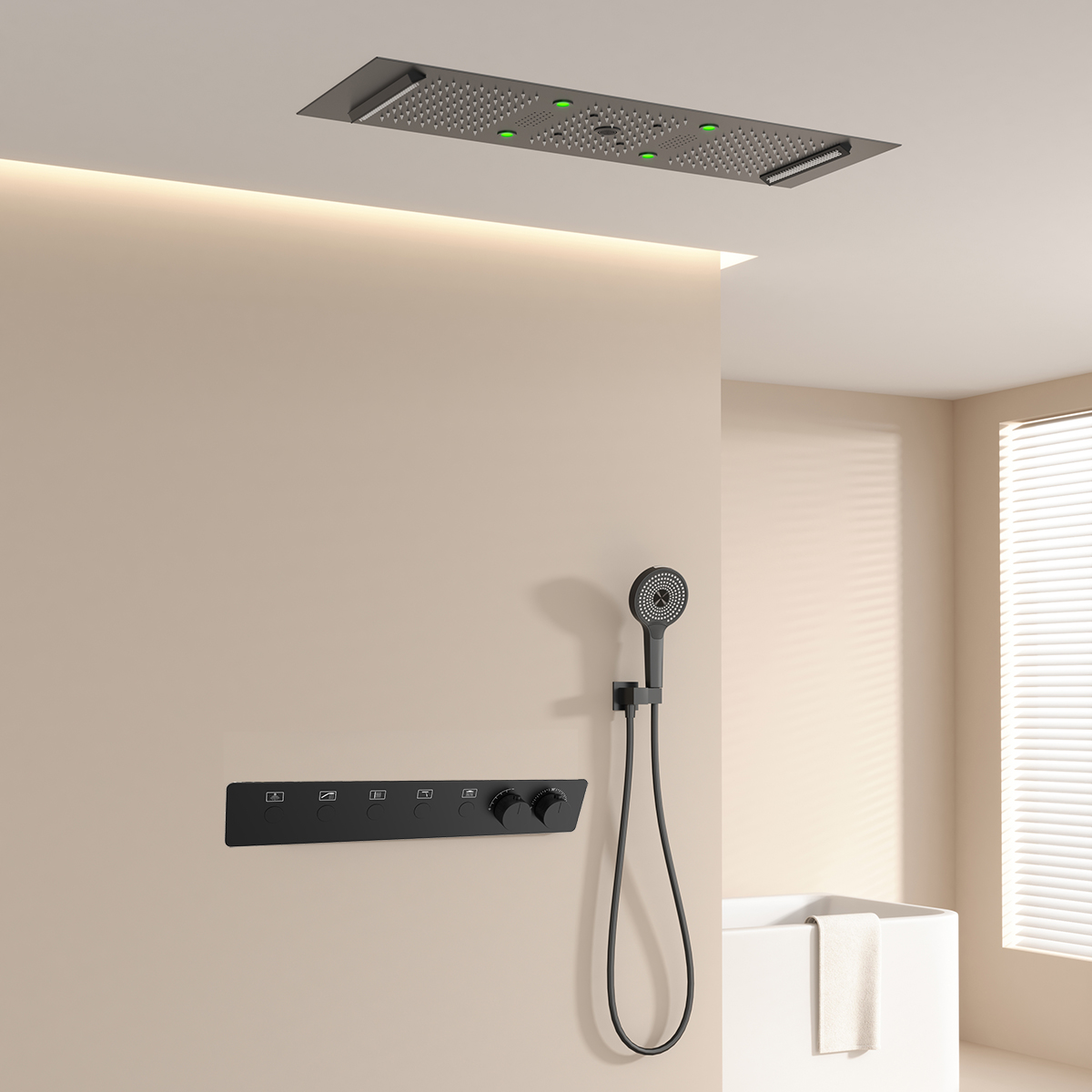 Faucet - 300*900mm Banyo Tavan LED'li Termostatik Akıllı