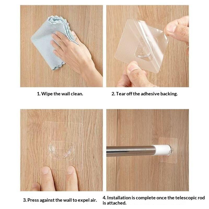 4 adet şeffaf yapışkanlı perde - Curtain Rods incelemesi ve fiyatı